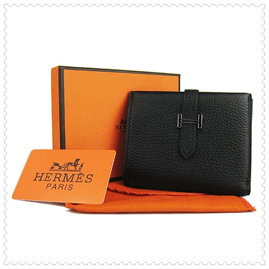 Classic Hermes Bearn Mini Gusset Wallet Black